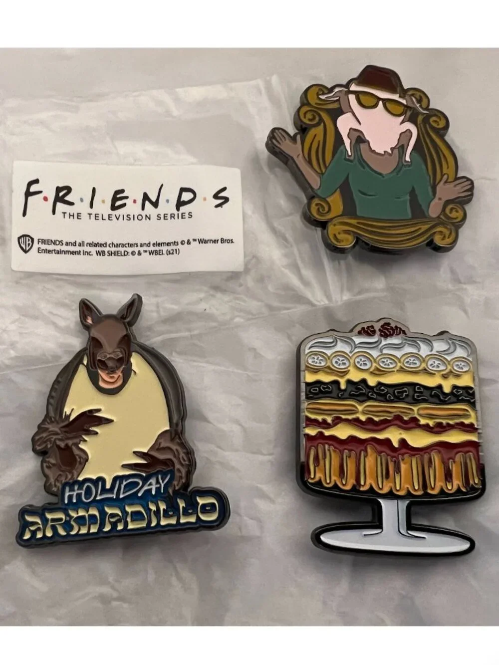 3 new FRIENDS enamel pins Armadillo Turkey Officially Licensed